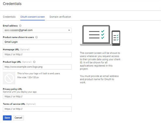 OAuth consent screen